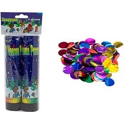 Хлопавка пружинна Devilon 21 см різнокольорові кружечки з фольги 2 шт.(400133)