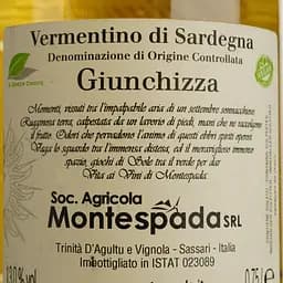 Вино Montespada Giunchizza Vermentino di Sardegna DOC 2017, біле, сухе, 13%, 0,75 л - мініатюра 4