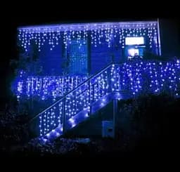 Гірлянда вулична Бахрома 5 м 120 Led (на білому дроті, з перехідником) Синя - мініатюра 5