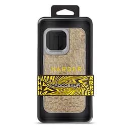 Кожаный чехол для Apple iPhone 15 Pro Max, Harder Crocosaur, бежевый, термополиуретан ТПУ + экокожа с текстурой крокодила, панель, защита корпуса, противоударный, микрофибра, рамка вокруг камеры, защита всего корпуса, (ARM76711) - мініатюра 3