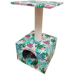 Когтеточка для котов Croci столбик на подставке-домик тропик 30х30х55 см