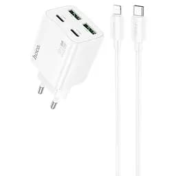 СЗУ Hoco N55 Fundador PD20W four-port (2USB-A/2C) + кабель Type-C to Lightning