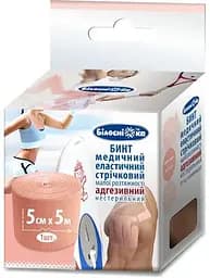 Бинт адгезивный эластичный тейп Белоснежка 5 см х 5 м бежевый (298642)