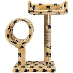 Дряпка Пухнастики з диваном і тунелем бежева з лапками (К-2)