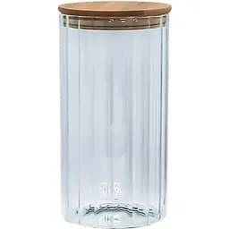 Ємність скляна Vittora з дерев'яною кришкою кругла смугаста 1300 мл VT-7613 (135499)