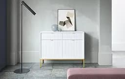 Комод Perfect Home Новая/Nova 2-дверный с 2 ящиками и золотыми ножками KSZ104 Белый (PFH-091217)