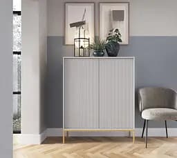 Комод высокий Perfect Home Новая/Nova 2-дверный с золотыми ножками K104 Серый (PFH-091235)