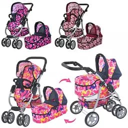 Коляска прогулянкова 9662M Melogo для ляльки, подвійні колеса поворотні, кошик, в коробці (6903155501016) Микс