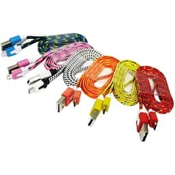 Кабель microUSB в тканевой оплетке желтый зеленый оранжевый синий
