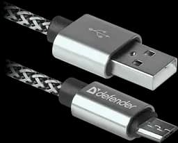 Кабель USB AM-micro BM, 1.0 м, білий, 08-03T PRO Defender - мініатюра 2