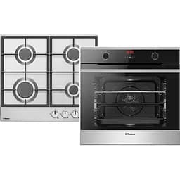 Комплект Hansa духовка електрична + поверхня газова чорний+нержавіюча сталь