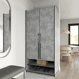 Шафа для одягу Flamecame з поличками на 2 двері у передпокій FR-03 Бетон