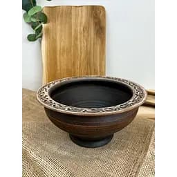 Миска для вареників керамічна (глиняна) різьблена Ангоб 2 л