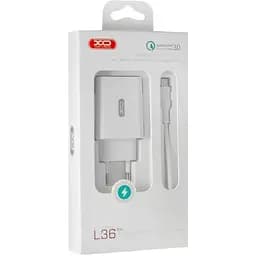 Сетевое зарядное устройство XO L36 QC 3.0 18W/1USB + Lightning Cable White