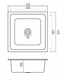 Кухонна мийка Platinum 4040 RUBA матовий Графіт (SP000040835) - мініатюра 8