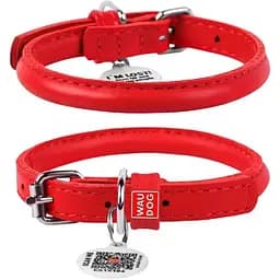 Ошейник для собак Waudog Glamour кожаный с QR паспортом, круглый, XS, Д 6 мм, Дл 17-20 см (4820152565129)