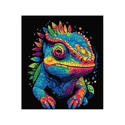 Картина за номерами Strateg Хамелеон і калейдоскоп кольорів на чорному фоні 40х50 см