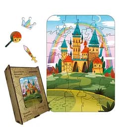 Пазл дерев'яний Казкова Фортеця, А5, Дерев'яна коробка 35 елементів