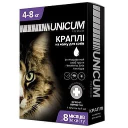 Краплі Unicum Complex Рremium від гельмінтів, бліх та кліщів для котів 4-8 кг (UN-030)