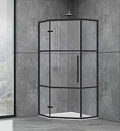 Душевая кабина Dusel DL197HBP Black Matt Paint 900x900x1900, Черный матовый, Универсальная, прозрачная, 90x90