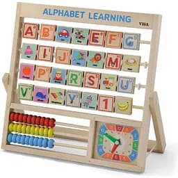 Дерев'яна гра Viga Toys Англійський алфавіт із годинником і рахівницею (50033) - мініатюра 2