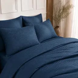 Постільна білизна LoveYouHome Євро страйп-сатин синя (ly32093) - мініатюра 3