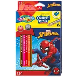 Карандаши цветные Colorino Spiderman трехгранные с точилкой 12 шт. 13 цветов (91789PTR)
