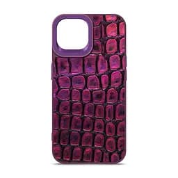 Кожаный чехол для Apple iPhone 14, Harder Kaiju Skin, фиолетовый, термополіуретан ТПУ + экокожа с эффектом фактуры монстра, панель, защита корпуса, противоударный, микрофибра, рамка вокру камеры, защита всего корпуса, (ARM76854)