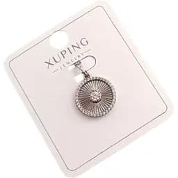 Жіночий круглий кулон Xuping з центральним кристалом у сріблястому кольорі з медичного золота