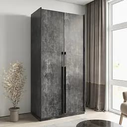 Шкаф распашной Moreli Ramo FR-0013 двухдверный с полками 1001х570х2100 мм Бетон Темный
