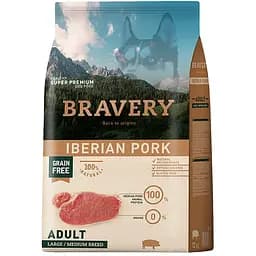 Сухий корм для дорослих собак cередніх та великих порід Bravery Iberian Pork Large Medium Adult, з іберійською свининою, 4 кг