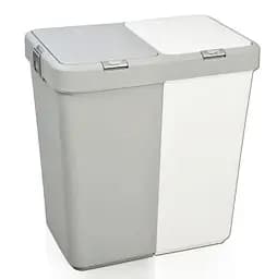 Кошик для білизни Motek подвійний білий/сірий 40+40 л (MT-09)