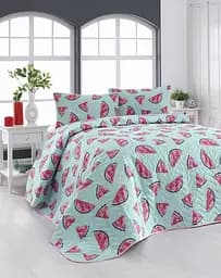 Покривало стьобане з наволочками Eponj Home - Karpuz a.mavi блакитний 200x220