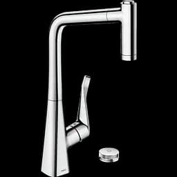 Змішувач Hansgrohe Metris Select 320 2jet кухонний на 2 отвори з витяжним виливом Sbox Chrome 73806000 Хром