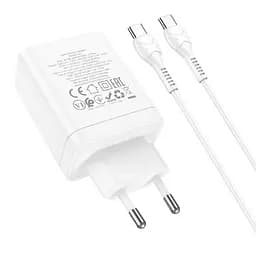 Мережевий зарядний пристрій Hoco N33 USB/2 Type-C PD 35W білий + кабель Type-C to Type-C - мініатюра 4