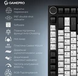Клавиатура игровая механическая GamePro MK-160-B MAX USB Hot-Swap Outemu Magnetic Switch Black-White - мініатюра 5