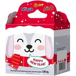 Уценка. Новогодний подарочный набор конфет Nestle Lion Nesquik Aero Друзья Санты в ассортименте 339 г