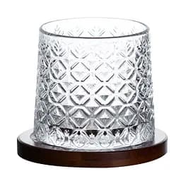 Склянка-дзига для віскі 300 мл з бамбуковою підставкою, ice flower Yiwu HP1602
