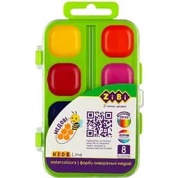 Акварельні водорозчинні фарби ZiBi Kids Line на палітрі 8 (ZB.6542-15)
