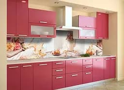 Кухонний фартух Груші для кухні наклейка ПВХ Троянди Натюрморт Рожевий 60х250 см Happy Pocket Z180466