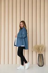 Жіноча сорочка для вагітних стилю oversize з мікровельвету Varna розмір 2XL-3XL Lullababe джинсова - мініатюра 9
