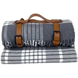 Плед тревел Love You хлопковый 140х200 см серый в клетку (4651-R)