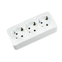 Розетка Horoz Electric Power max-3 Eva, потрійна накладна з з/к, біла
