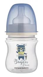 Пляшка антиколікова Canpol babies EasyStart 120 мл PP з широким отвором Bonjour Paris, синя