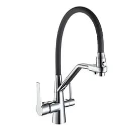 Змішувач для кухні на дві води Frap F4374 сірий/хром