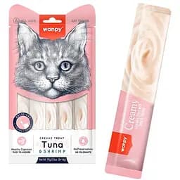 Wanpy Creamy Lickable Treats Tuna & Shrimp ванпи тунец з креветками рідке ласощі для котів 5х14 гр.