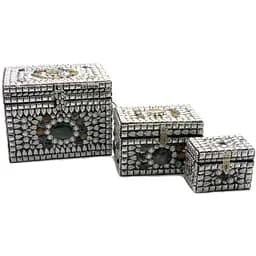 Скрині металеві з камінням 20х17х16 см 3 шт