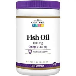 Рыбий жир 21st Century Омега-3, 1000 мг 300 желатиновых капсул