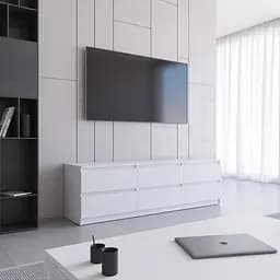 Тумба під телевізор Vays R-12, 6 шухляд без ручок, ЛДСП, 180×40×53 см