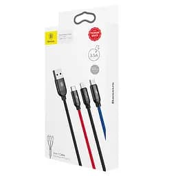 Кабель Baseus Three Primary Colors 3 in 1 Cable Чорний - мініатюра 2